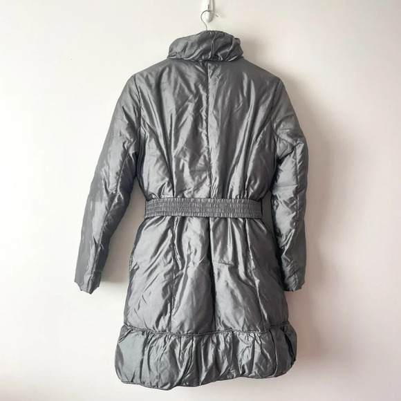 Zara Down Blend Puffer Turtleneck Belted Winter Coat  Jacket Silver Grey Medium - Picture 3 of 5